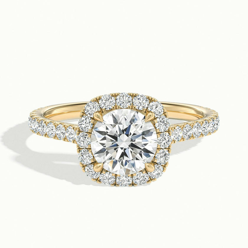 Zephyra Round Pavé Halo Engagement Ring