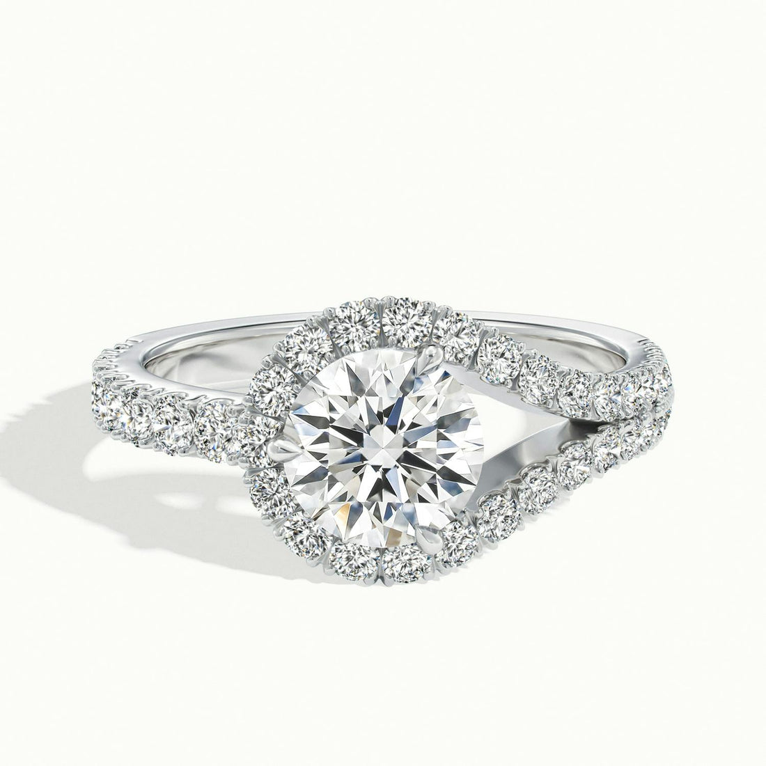 Elysia Split Shank Halo Engagement Ring
