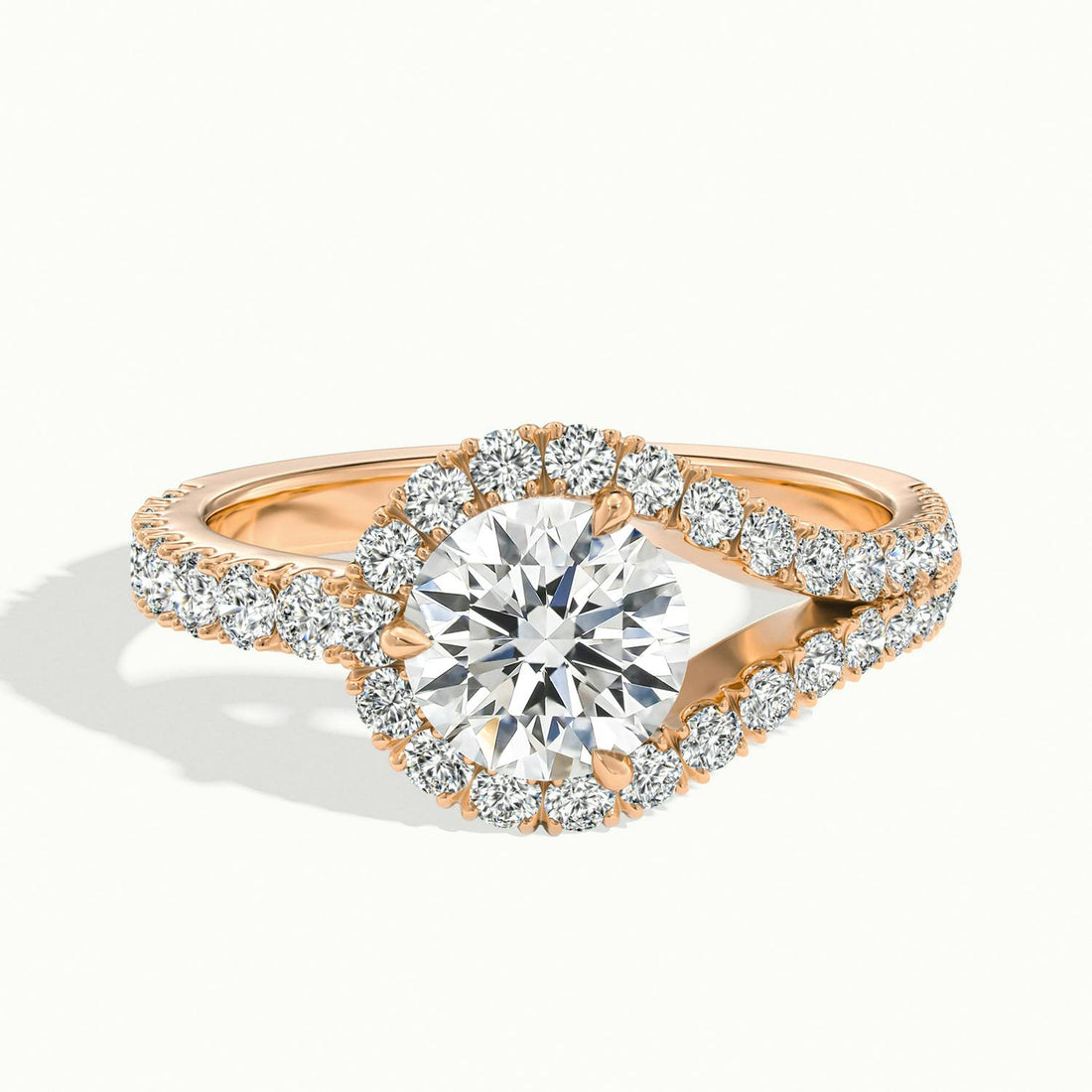 Elysia Split Shank Halo Engagement Ring