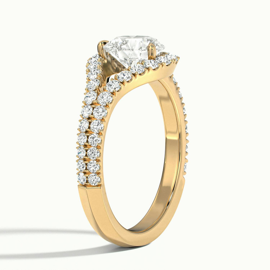 Elysia Split Shank Halo Engagement Ring