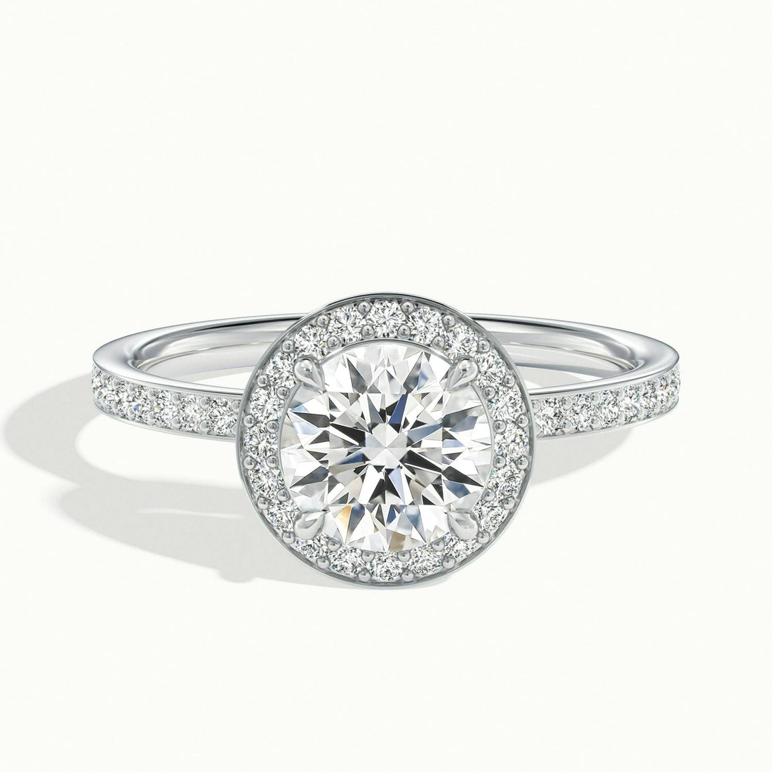 Oriana Round Pavé Halo Engagement Ring