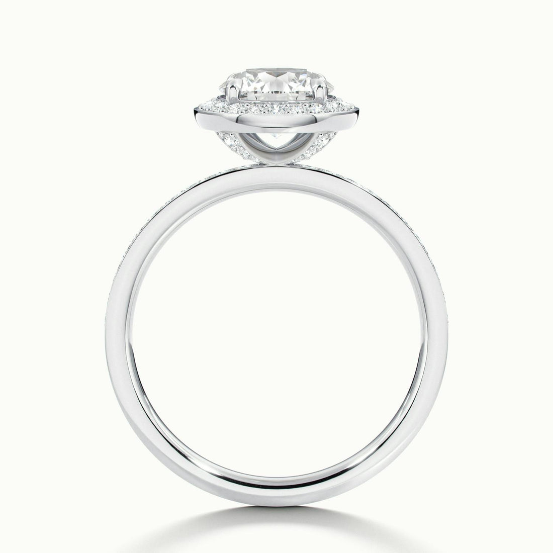 Oriana Round Pavé Halo Engagement Ring