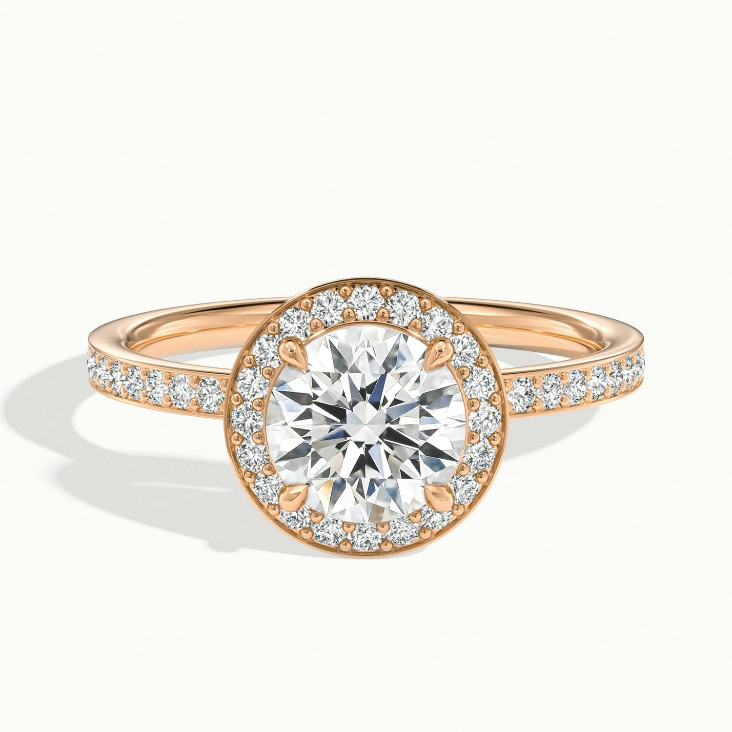 Oriana Round Pavé Halo Engagement Ring