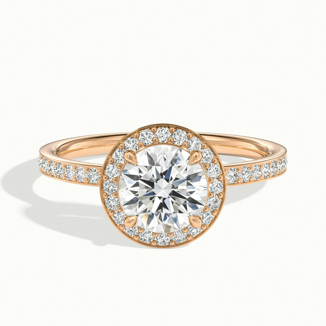 Oriana Round Pavé Halo Engagement Ring