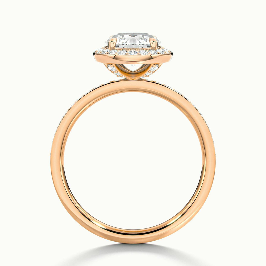 Oriana Round Pavé Halo Engagement Ring