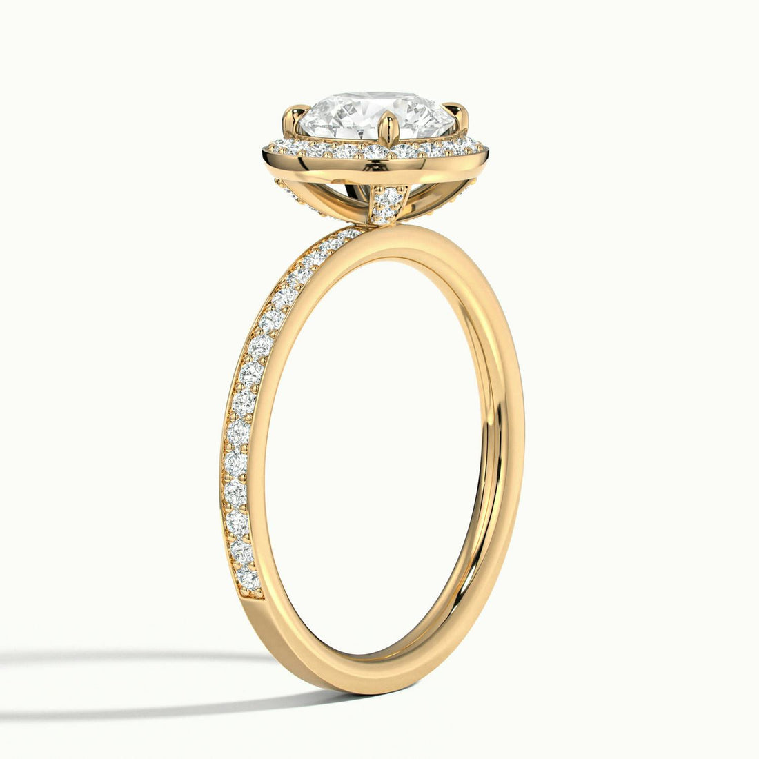 Oriana Round Pavé Halo Engagement Ring