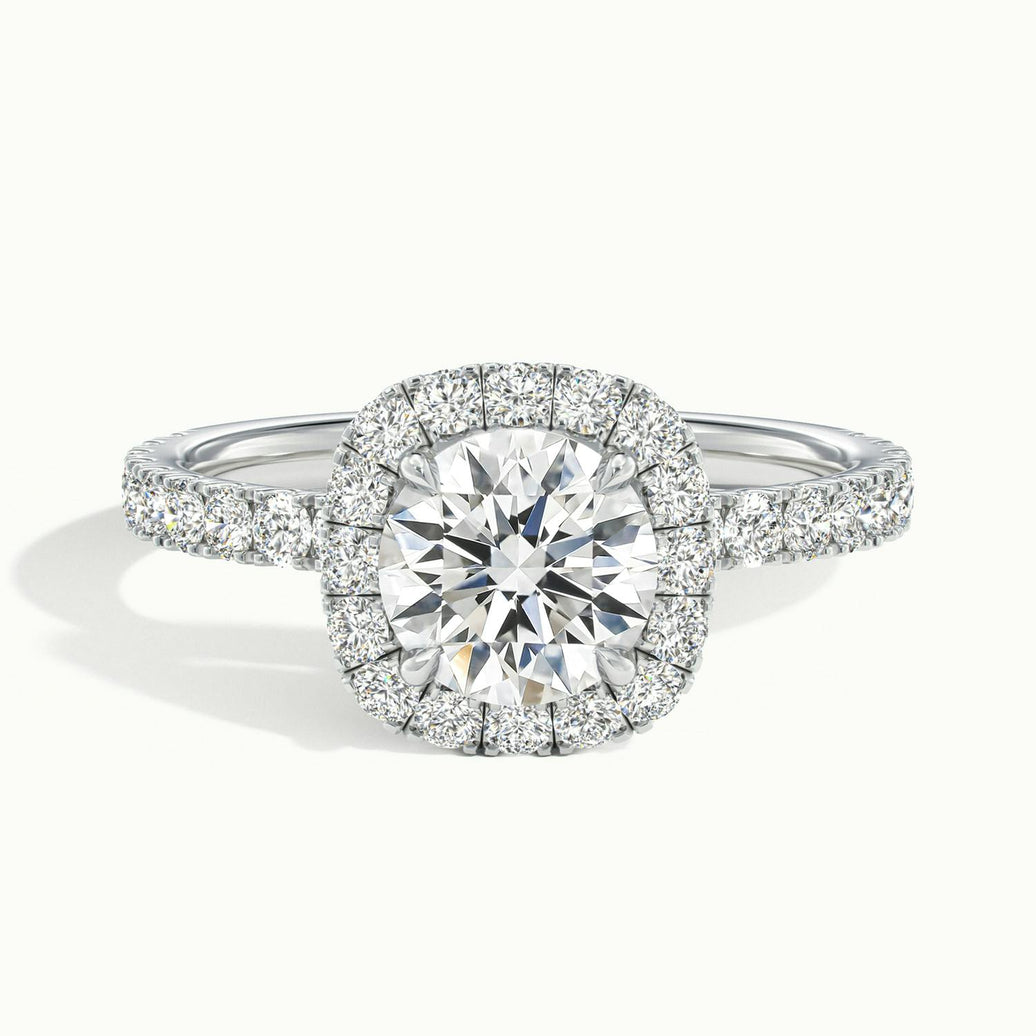 Estoria Round Pavé Halo Engagement Ring