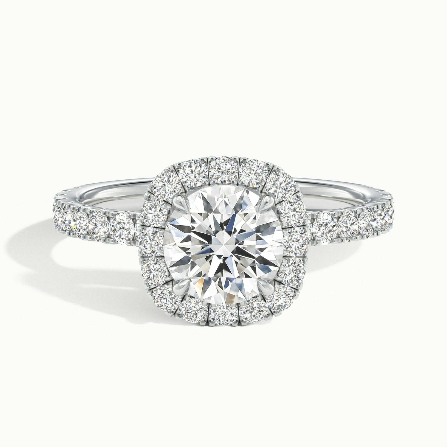 Estoria Round Pavé Halo Engagement Ring