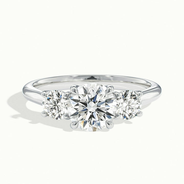 Fiorielle Round Three Stone Diamond Engagement Ring