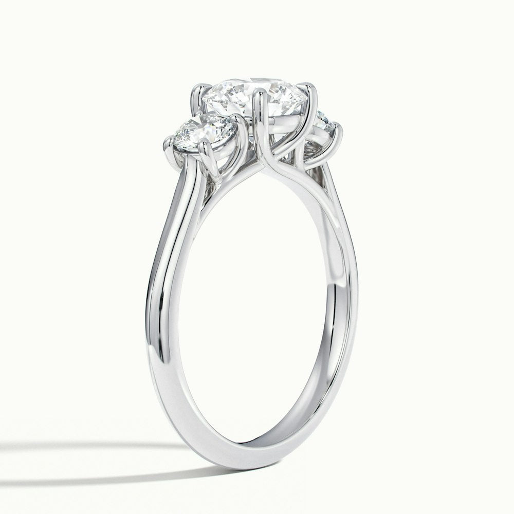Fiorielle Round Three Stone Diamond Engagement Ring