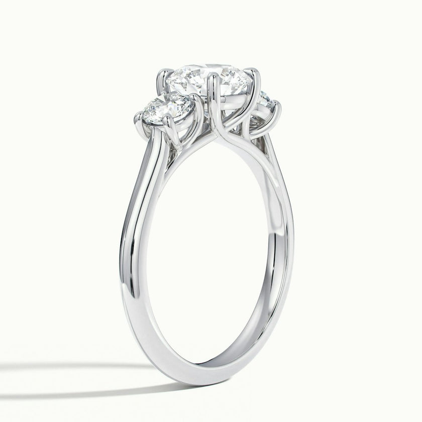Fiorielle Round Three Stone Diamond Engagement Ring