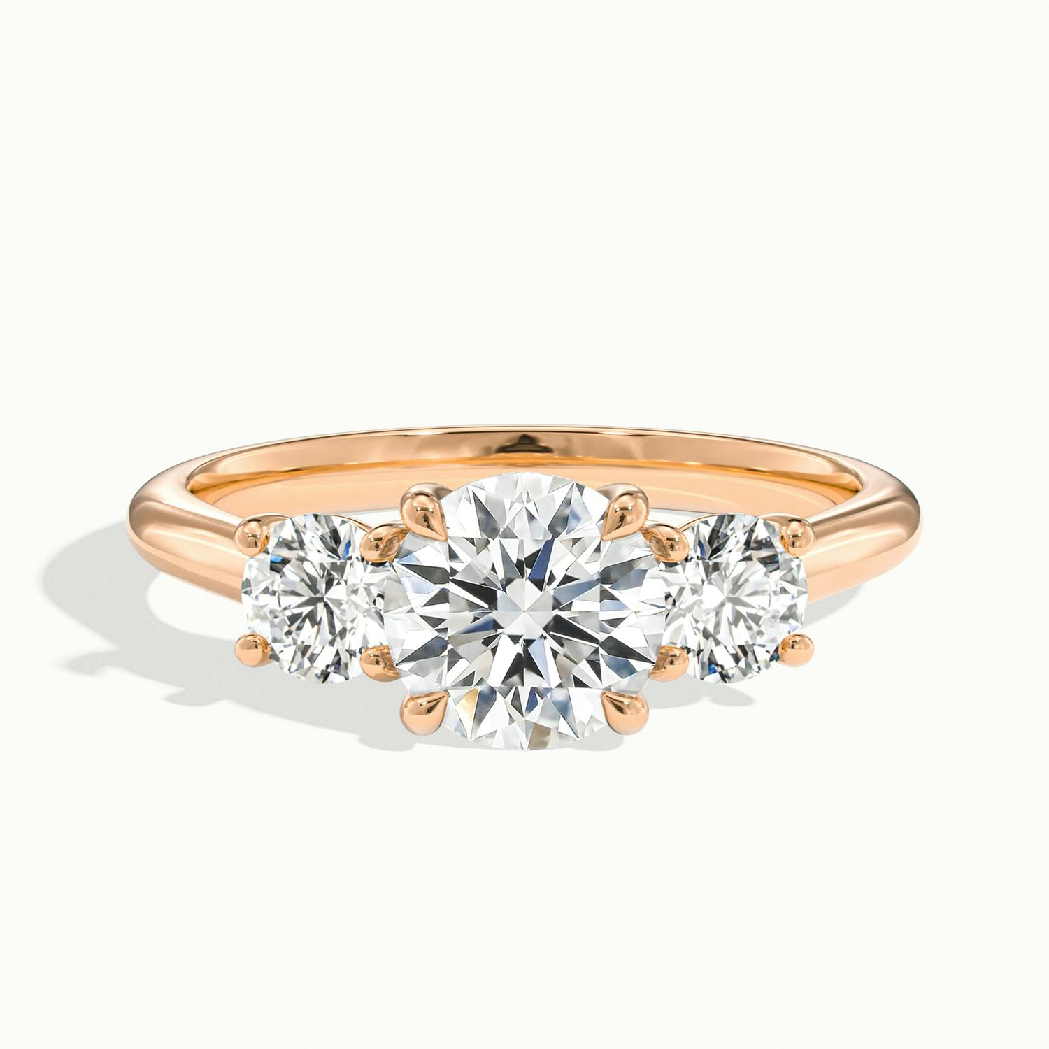 Fiorielle Round Three Stone Diamond Engagement Ring