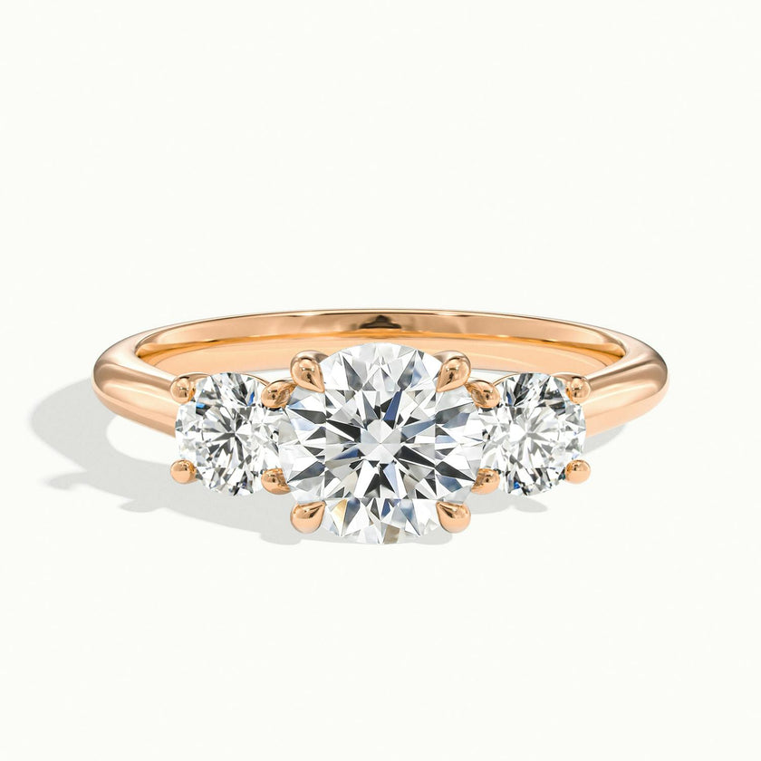 Fiorielle Round Three Stone Diamond Engagement Ring