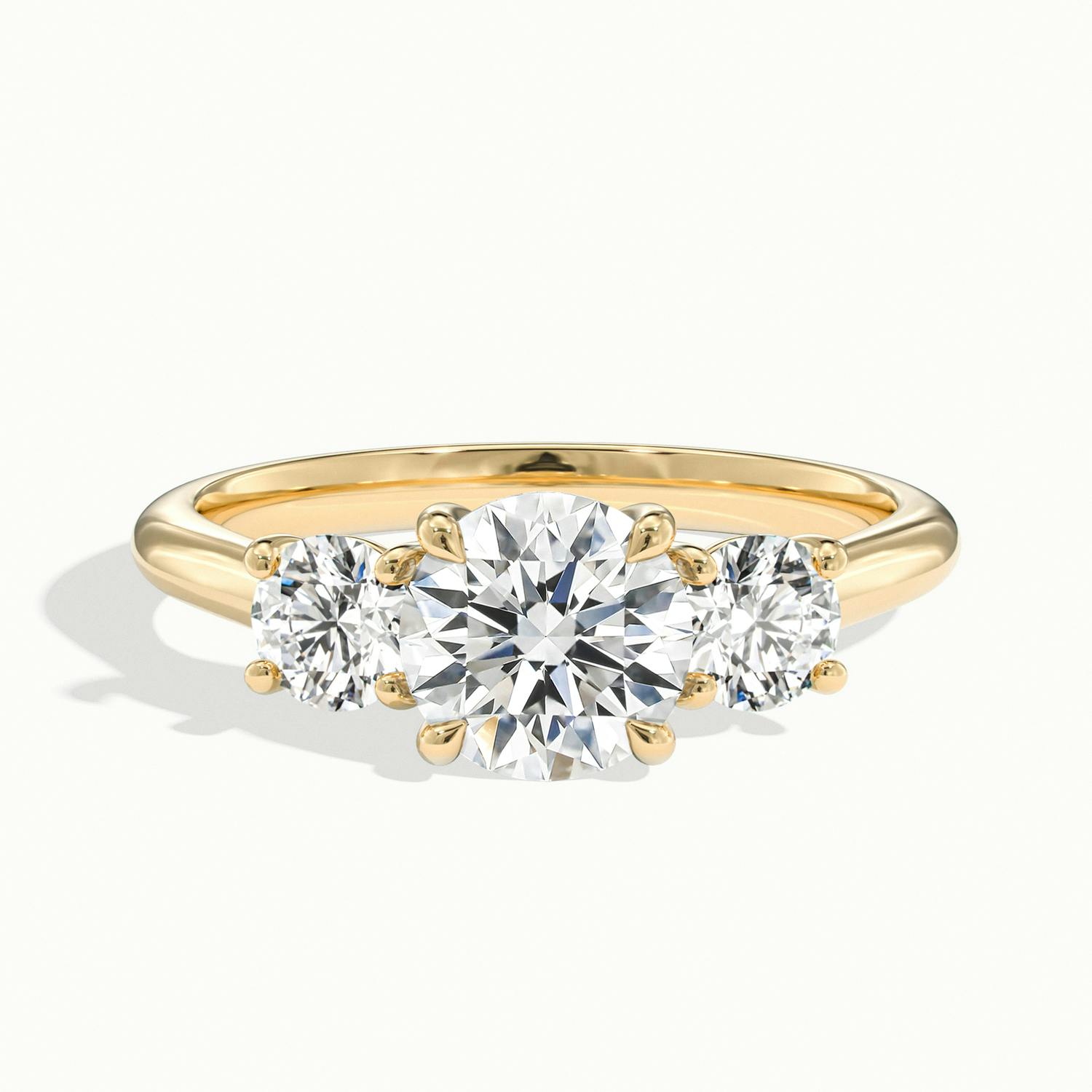 Fiorielle Round Three Stone Diamond Engagement Ring