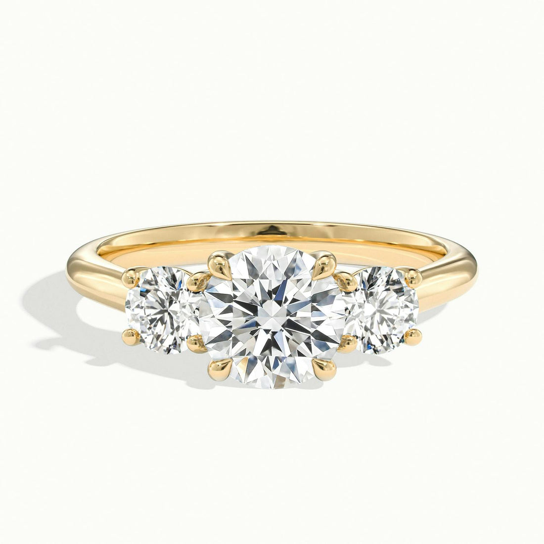 Fiorielle Round Three Stone Diamond Engagement Ring