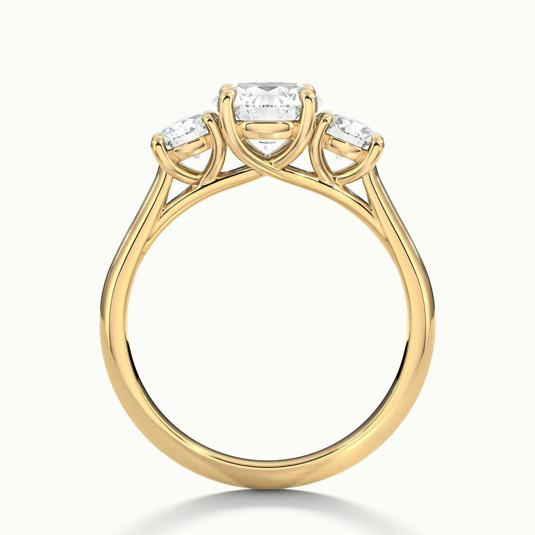 Fiorielle Round Three Stone Diamond Engagement Ring