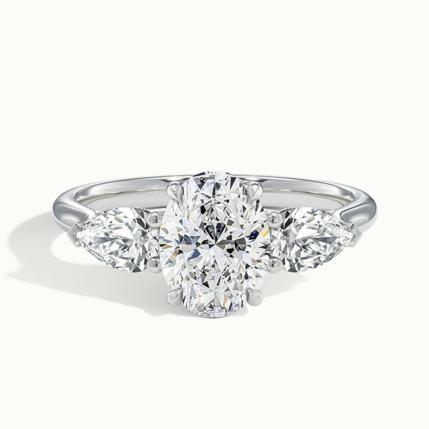 Veyrra Oval Pear Side Stone Engagement Ring