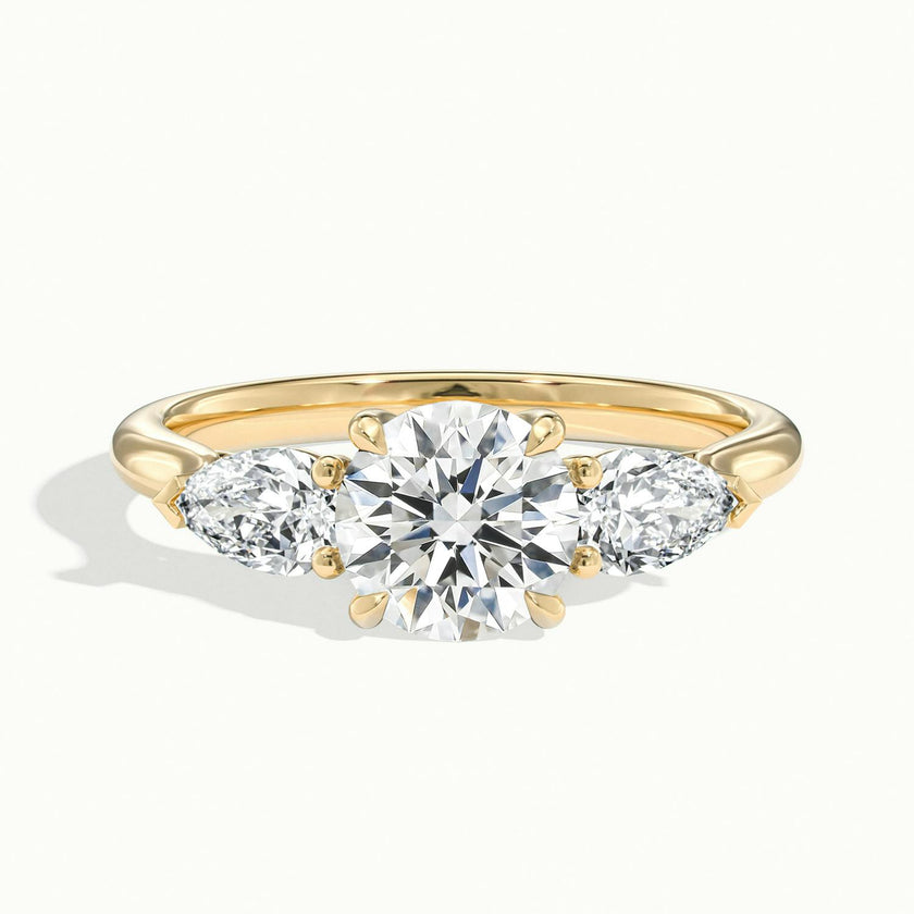 Veyrra Round Pear Side Stone Engagement Ring