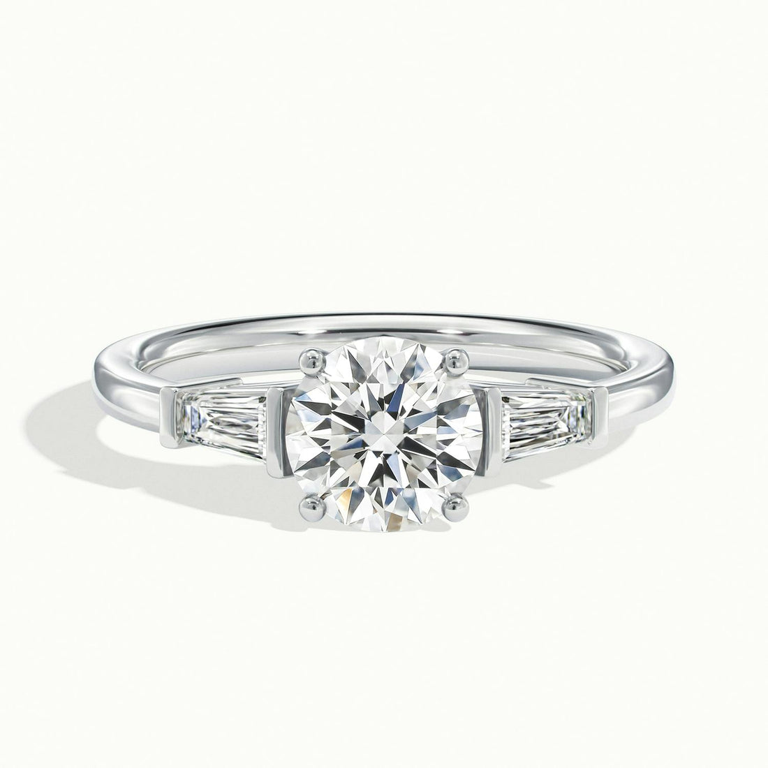 Estoria Round & Baguette Three Stone Diamond Engagement  Ring