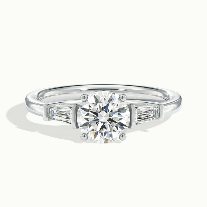 Estoria Round & Baguette Three Stone Diamond Engagement  Ring