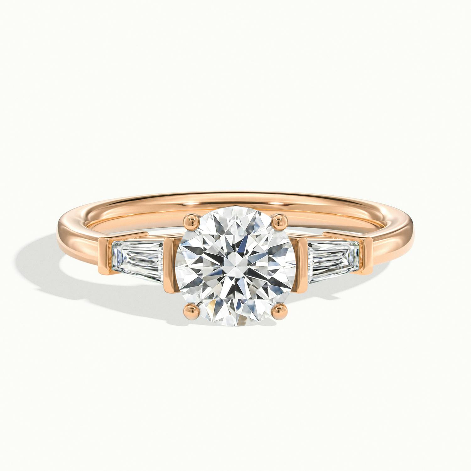 Estoria Round & Baguette Three Stone Diamond Engagement  Ring