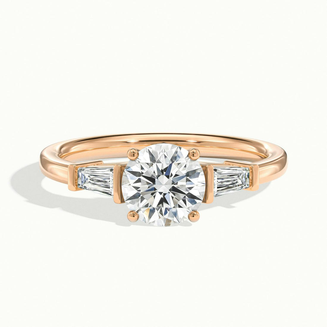 Estoria Round & Baguette Three Stone Diamond Engagement  Ring