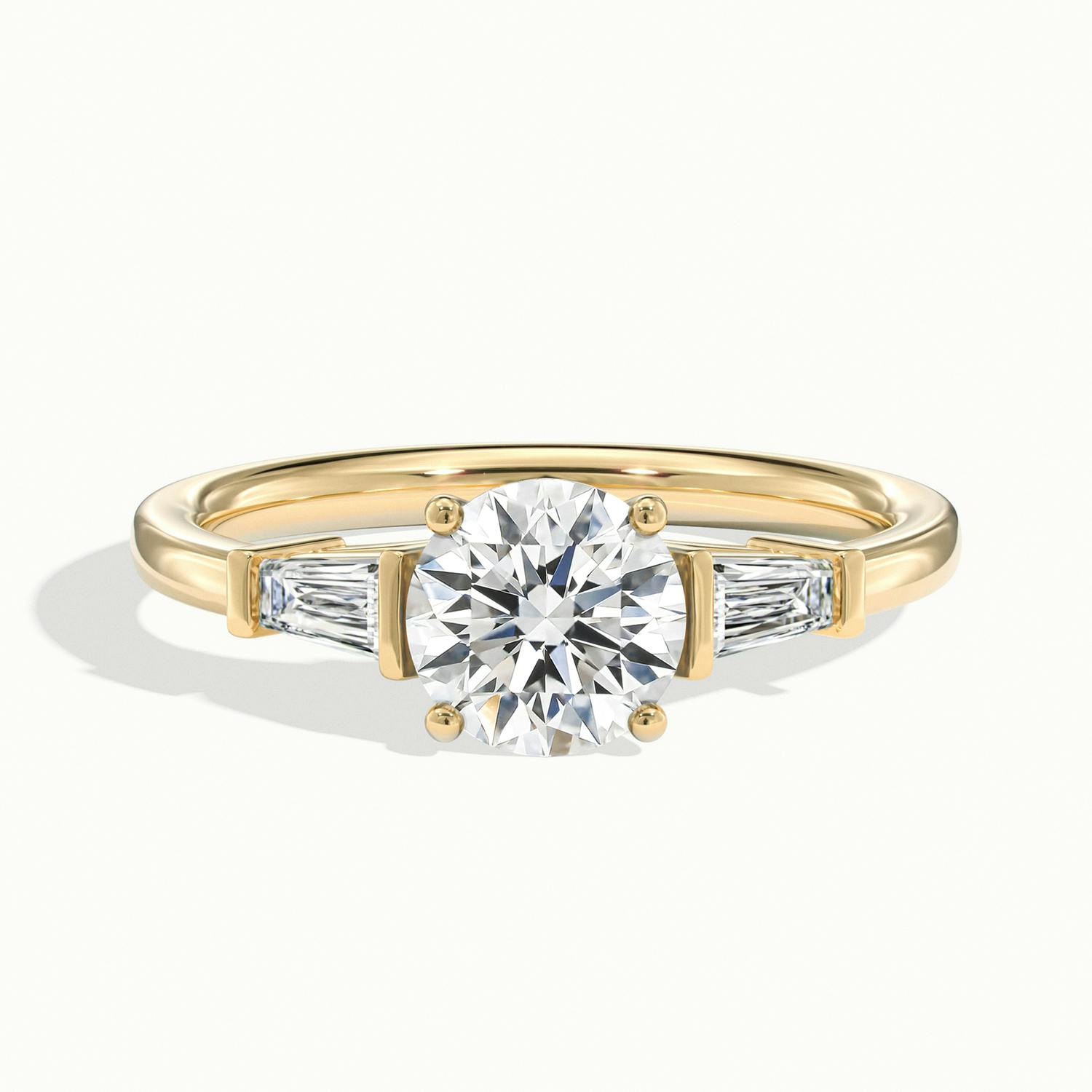 Estoria Round & Baguette Three Stone Diamond Engagement  Ring