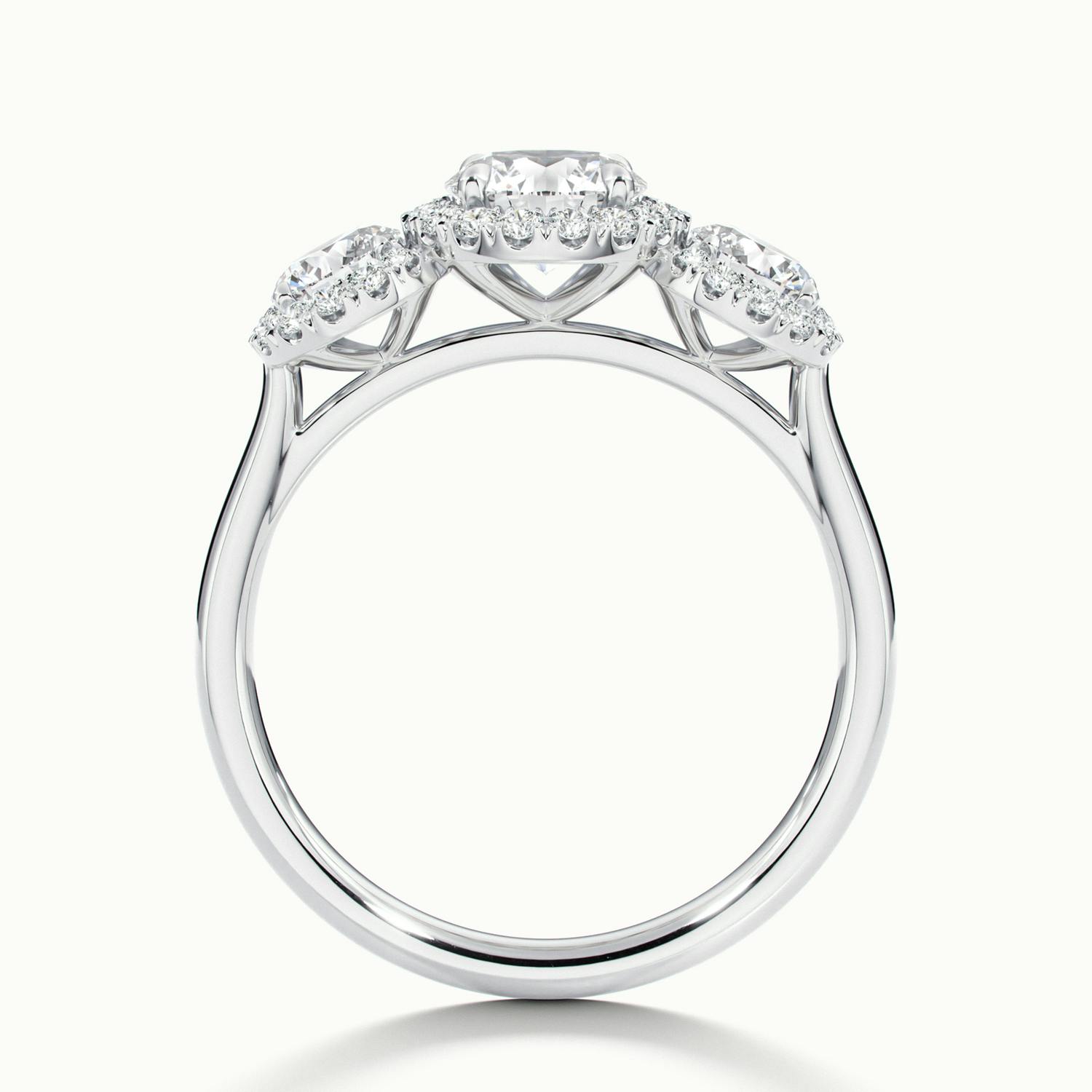 Klaris Round Three Stone Halo Engagement Ring