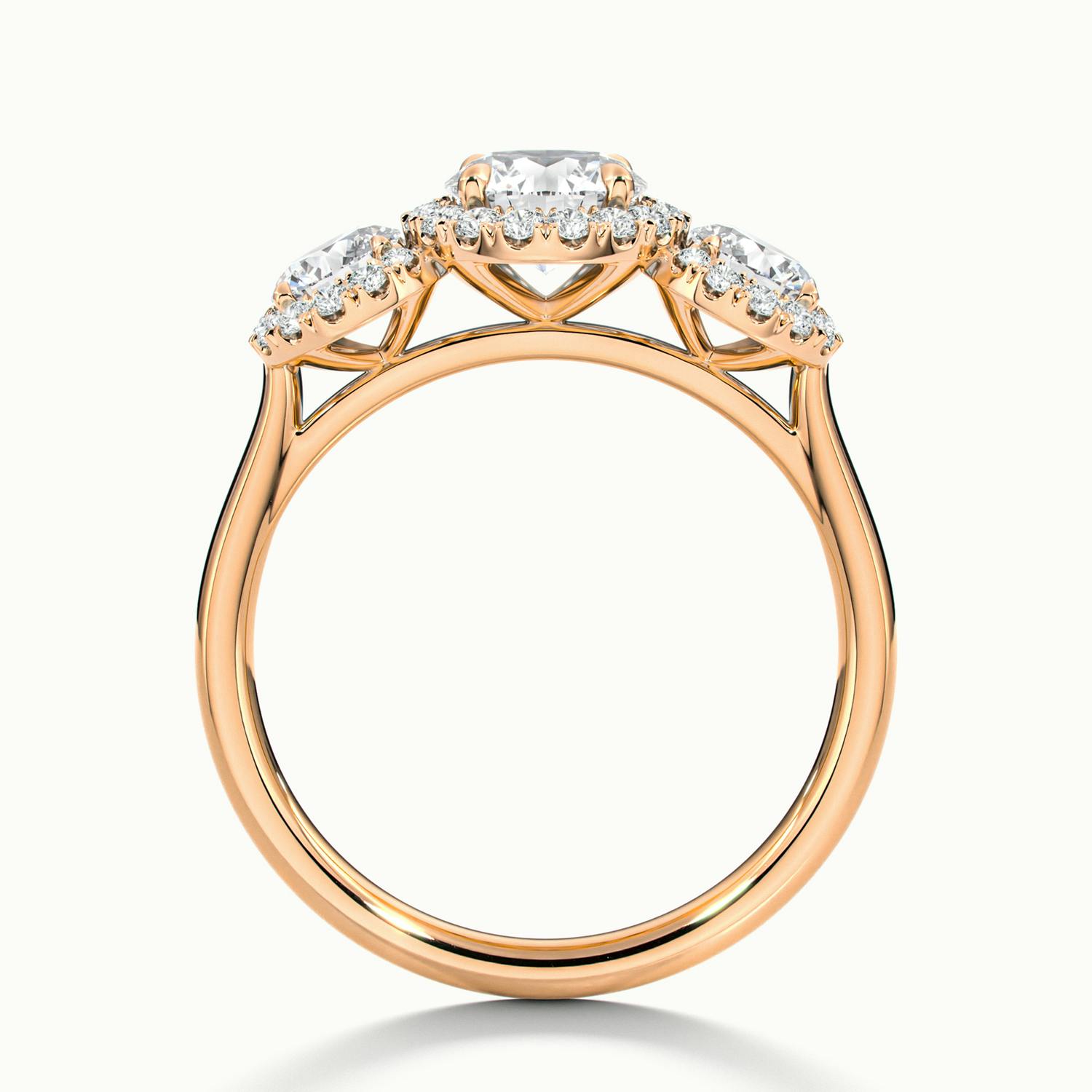 Klaris Round Three Stone Halo Engagement Ring
