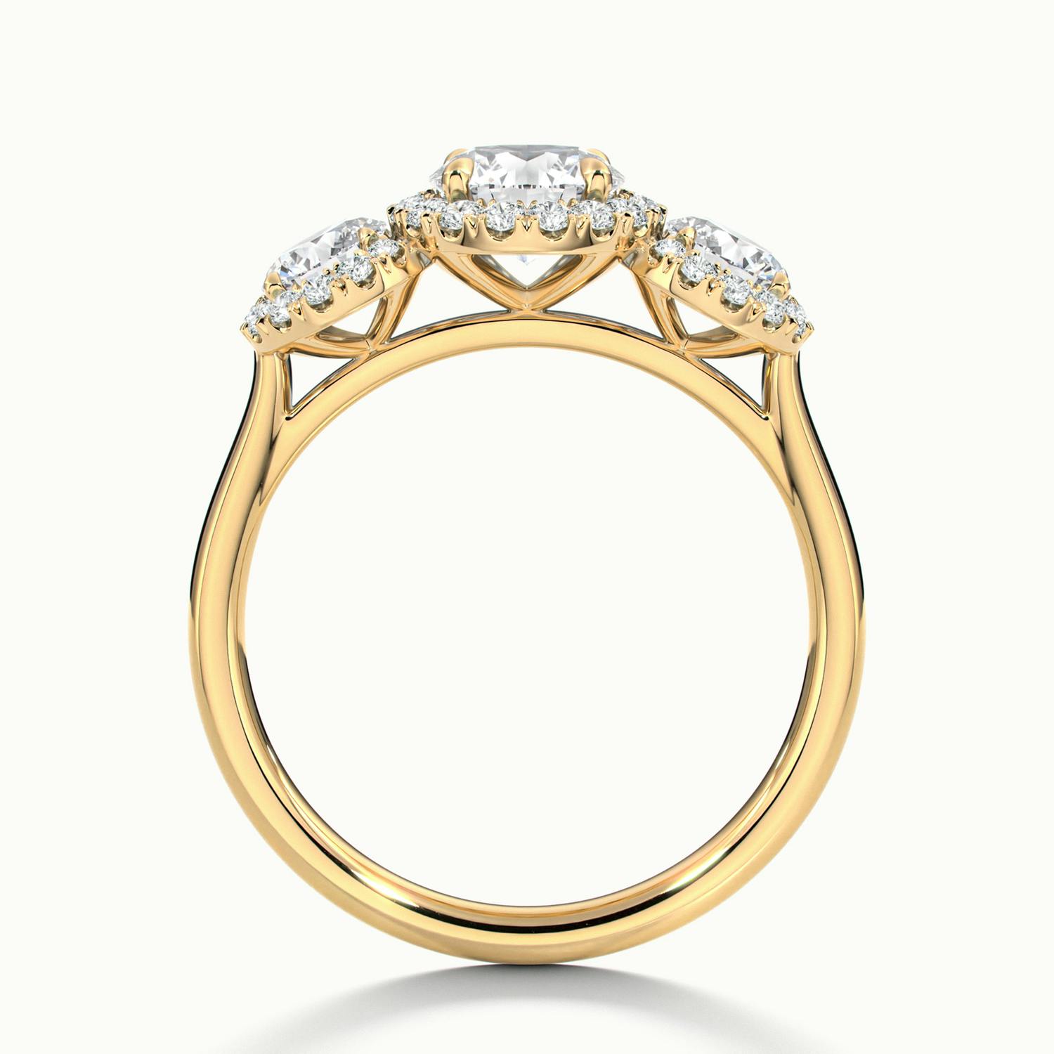 Klaris Round Three Stone Halo Engagement Ring