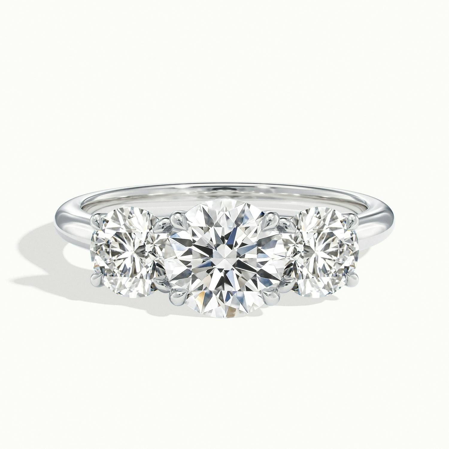 Valerique Round Three Stone Diamond Engagement Ring