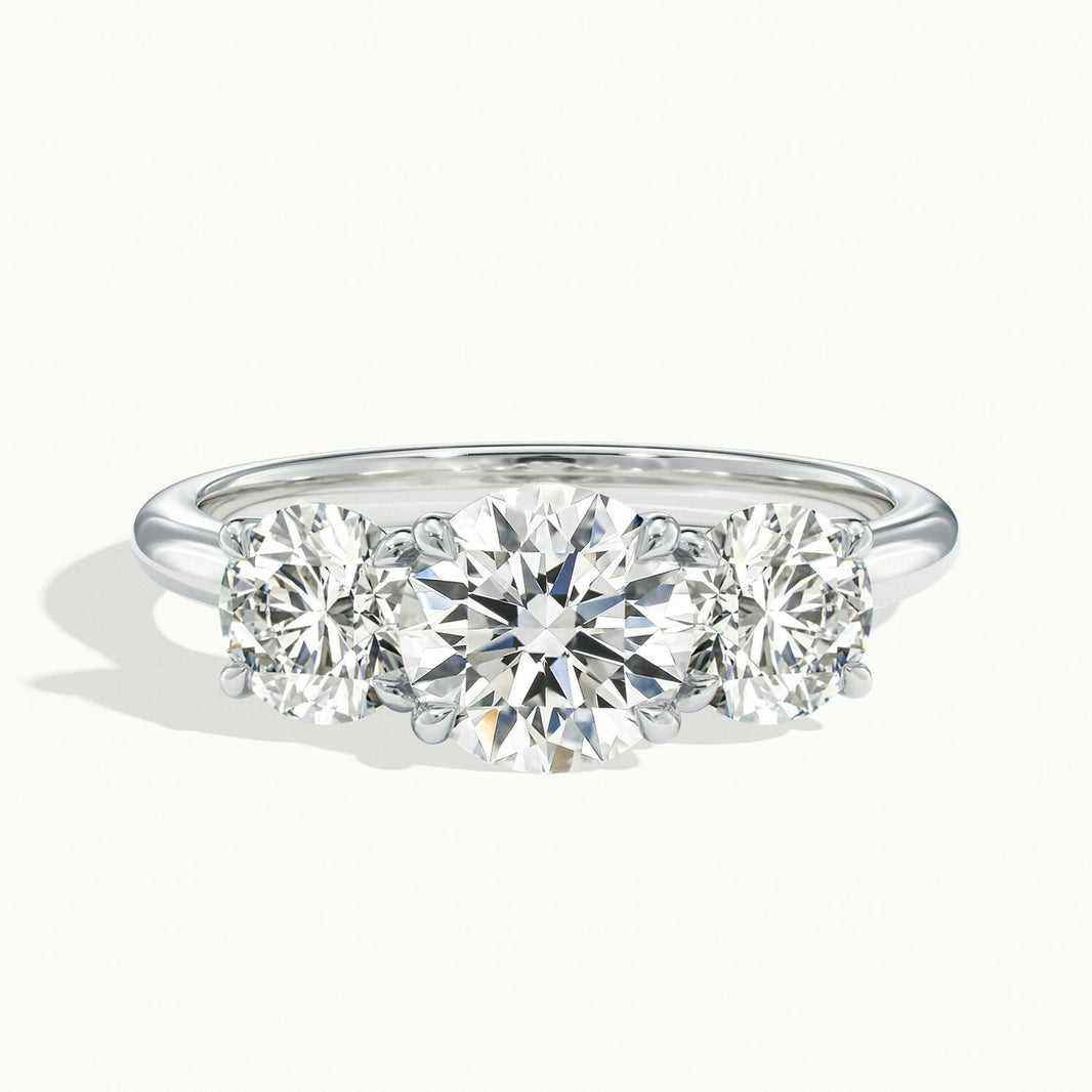 Valerique Round Three Stone Diamond Engagement Ring