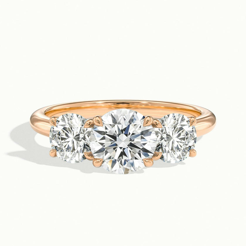 Valerique Round Three Stone Diamond Engagement Ring