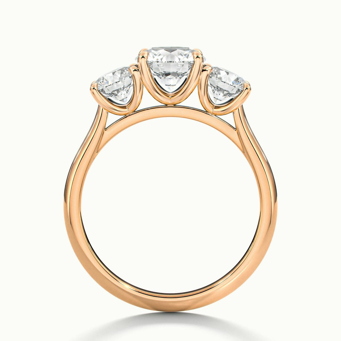 Valerique Round Three Stone Diamond Engagement Ring