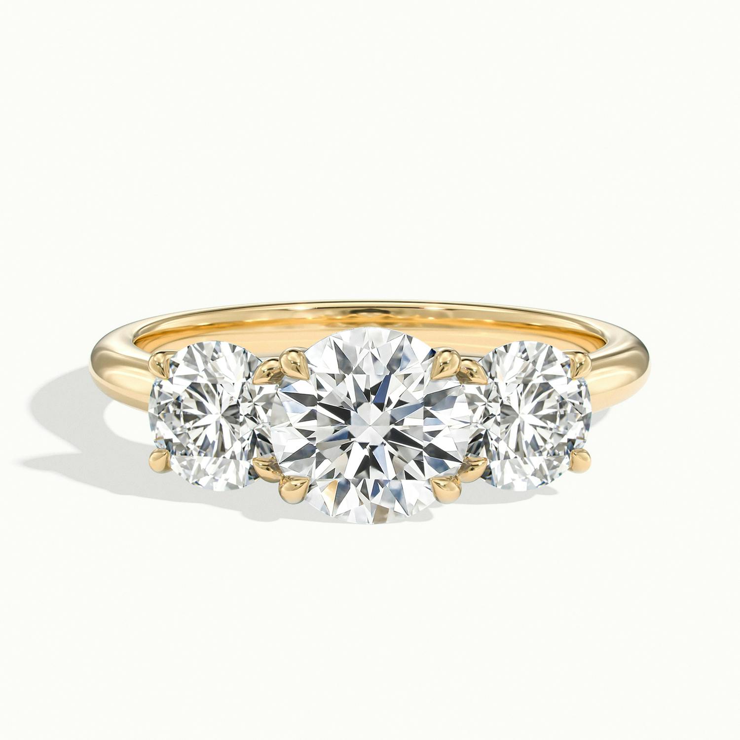 Valerique Round Three Stone Diamond Engagement Ring