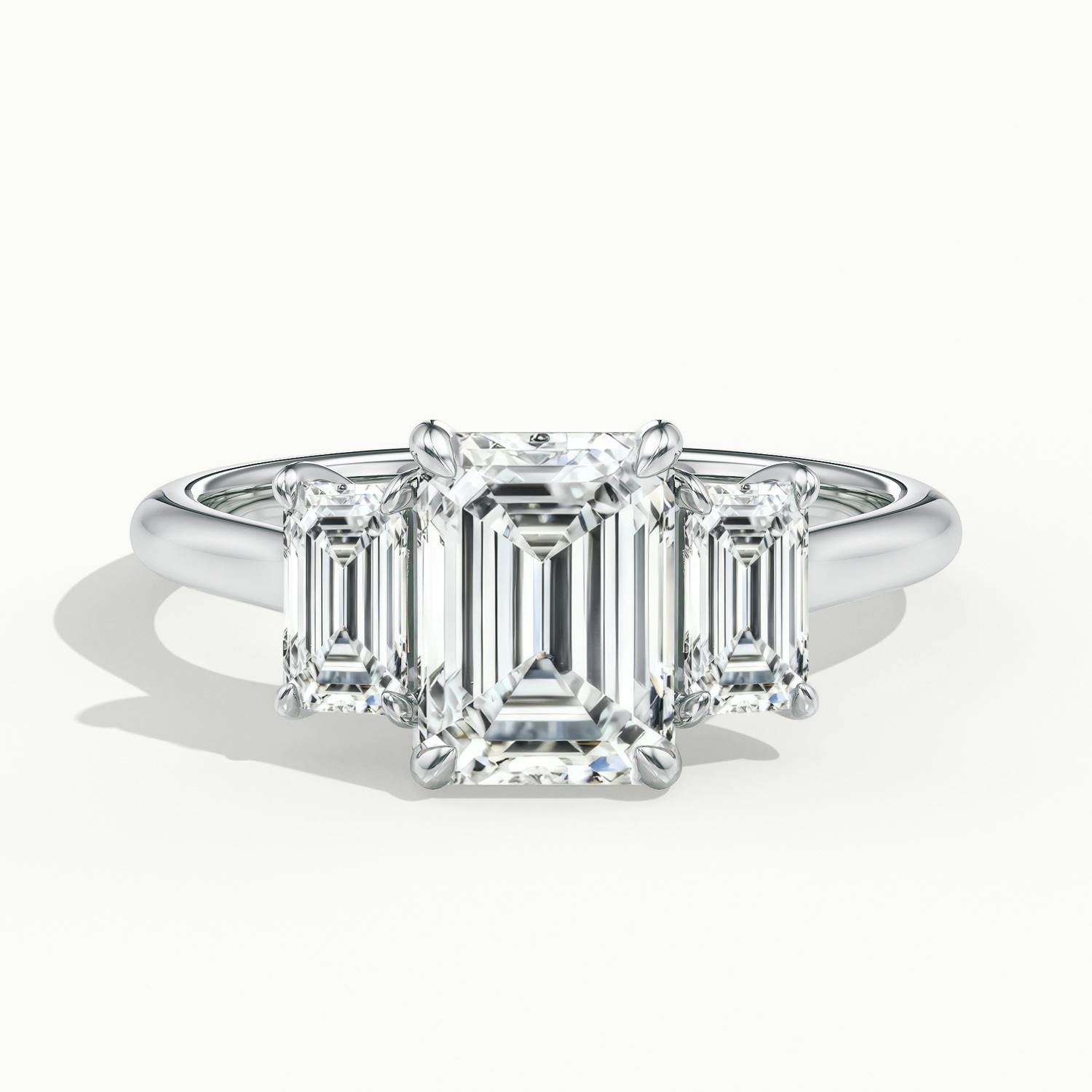 Venetia Emerald Three Stone Diamond Engagement Ring