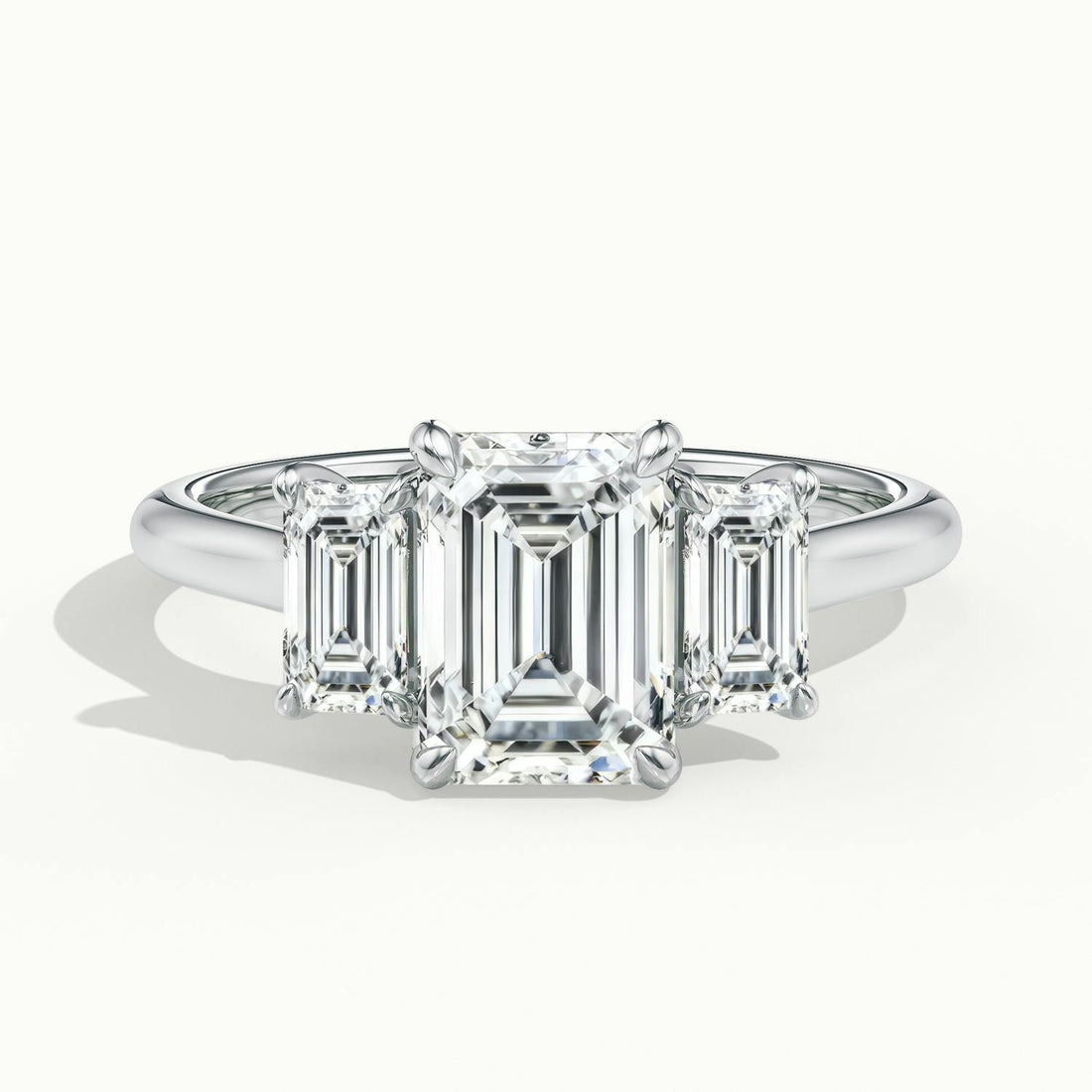 Venetia Emerald Three Stone Diamond Engagement Ring