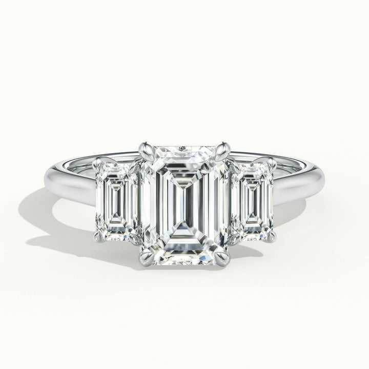 Venetia Emerald Three Stone Diamond Engagement Ring