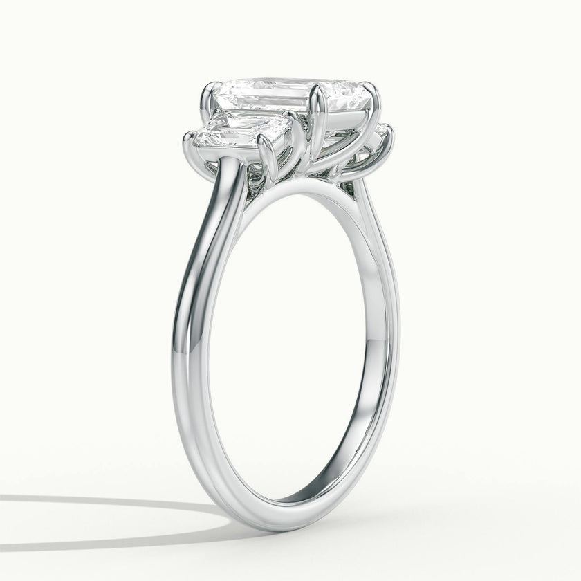Venetia Emerald Three Stone Diamond Engagement Ring