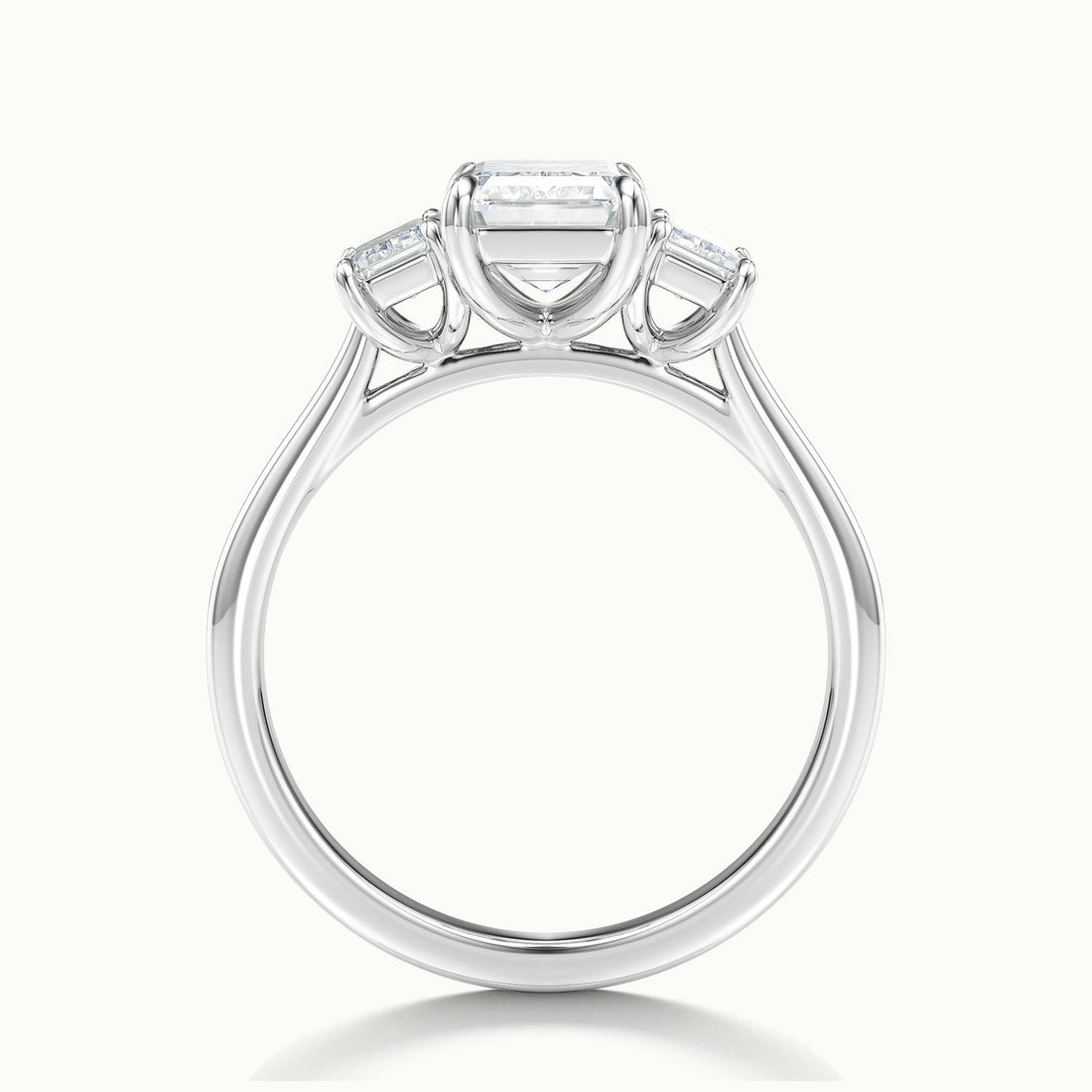 Venetia Emerald Three Stone Diamond Engagement Ring