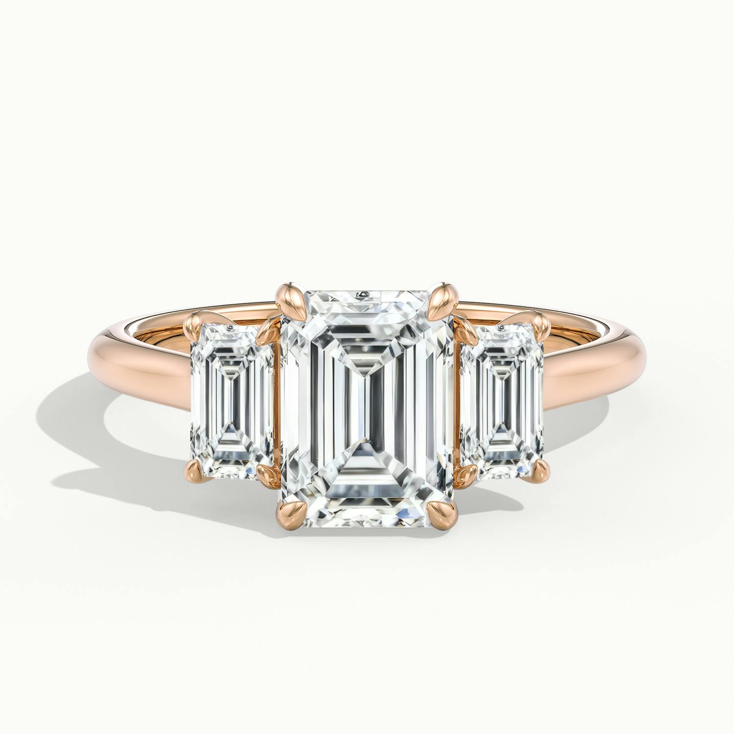 Venetia Emerald Three Stone Diamond Engagement Ring