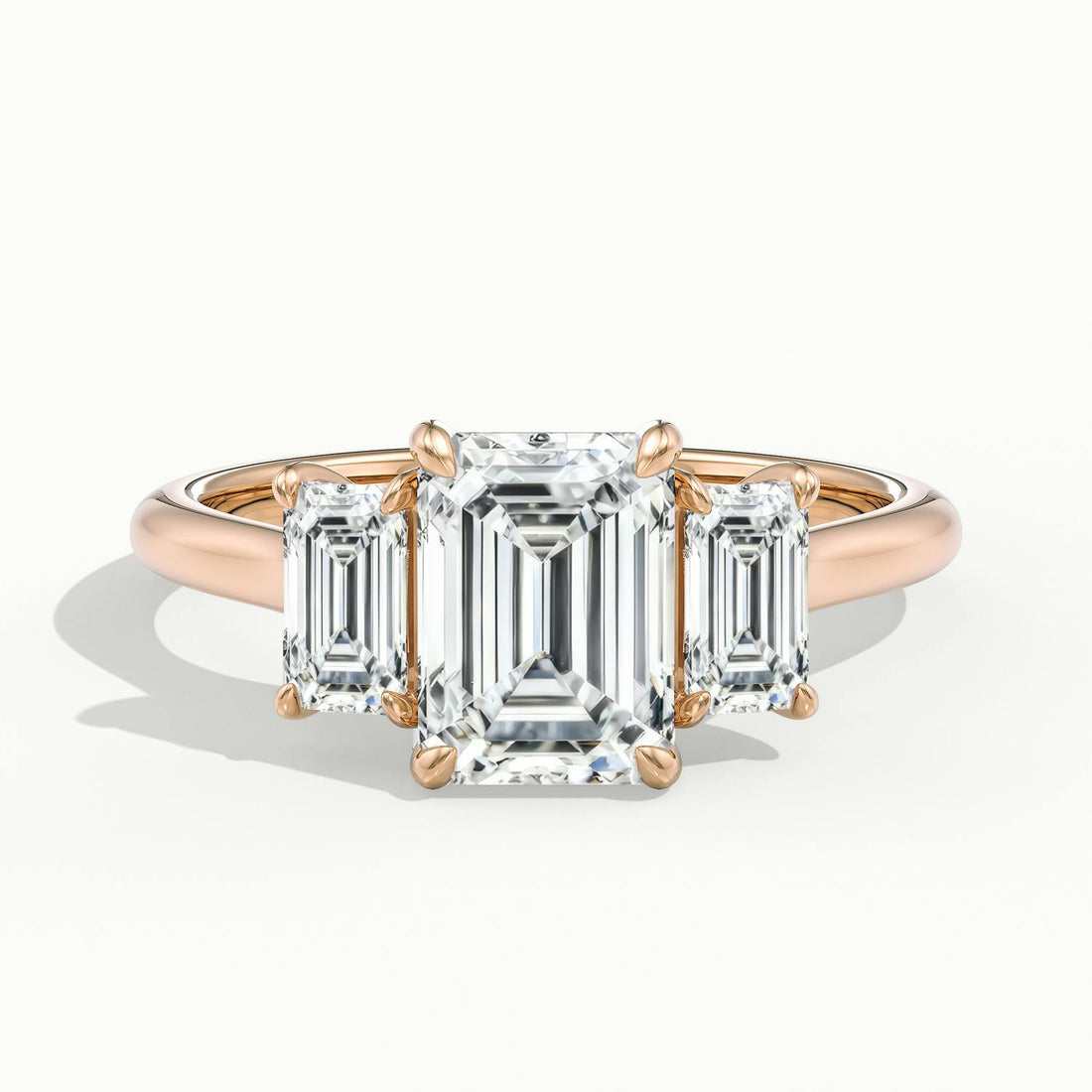 Venetia Emerald Three Stone Diamond Engagement Ring