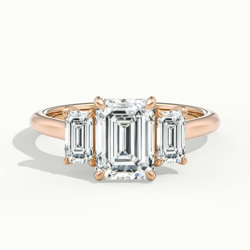 Venetia Emerald Three Stone Diamond Engagement Ring