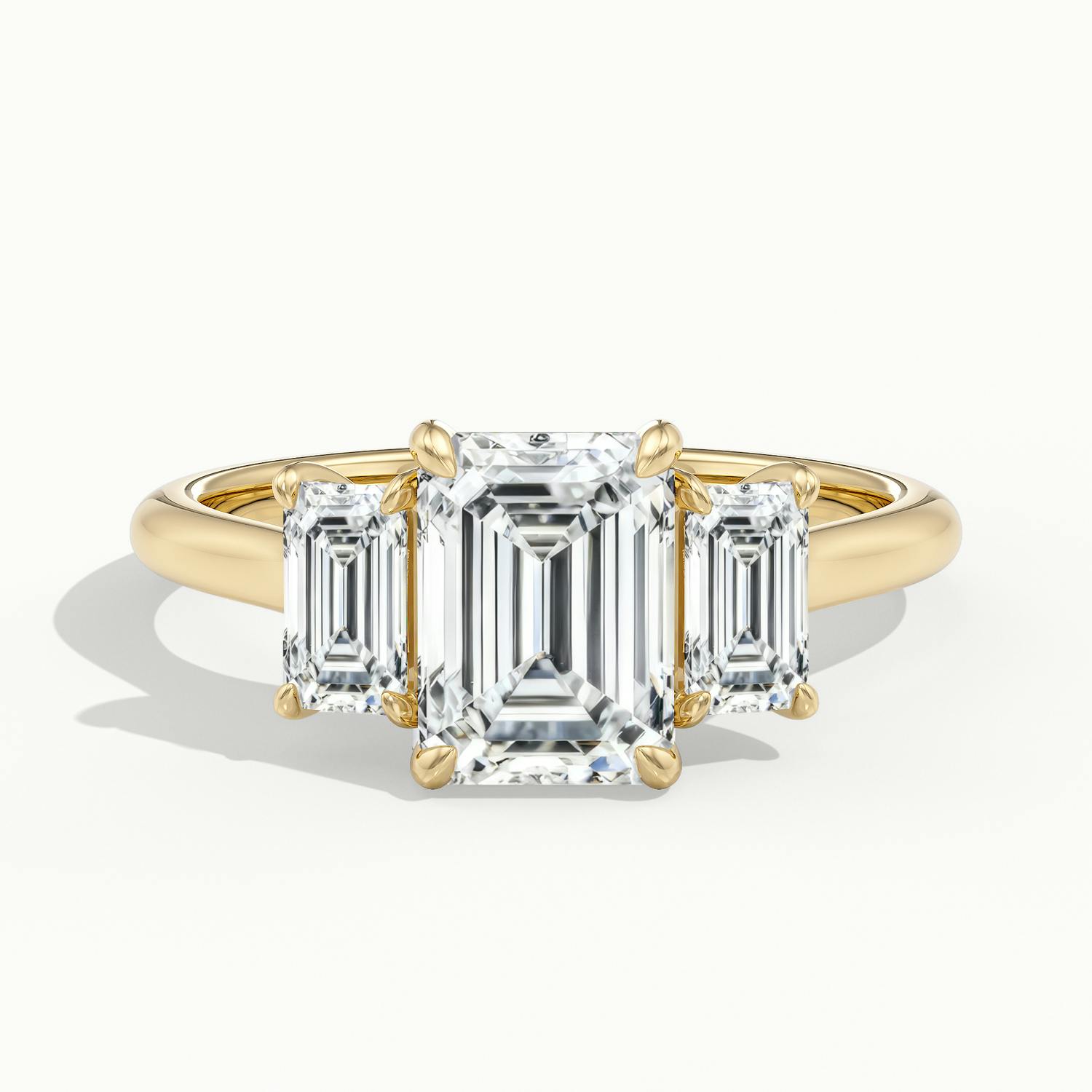 Venetia Emerald Three Stone Diamond Engagement Ring