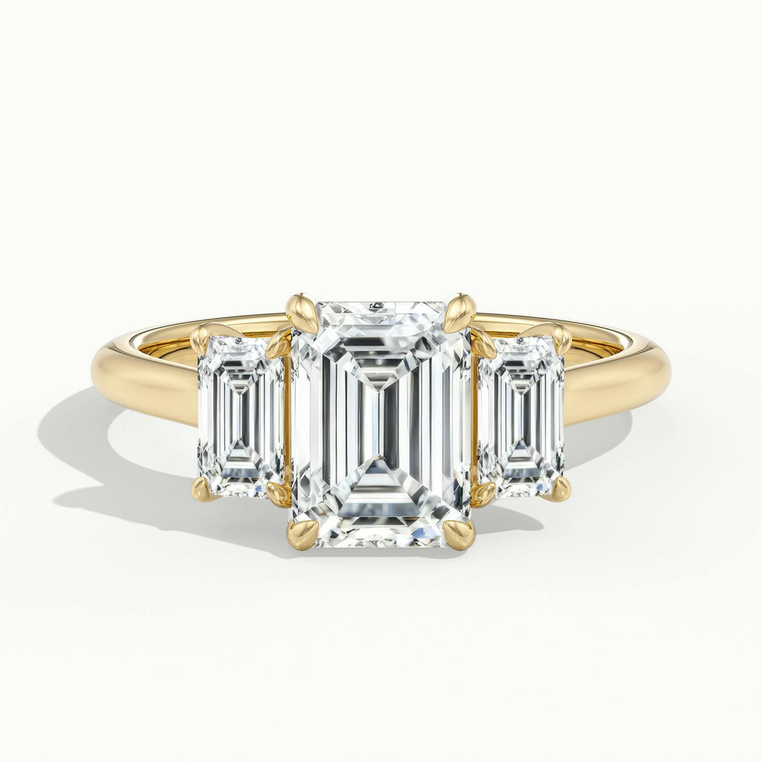 Venetia Emerald Three Stone Diamond Engagement Ring