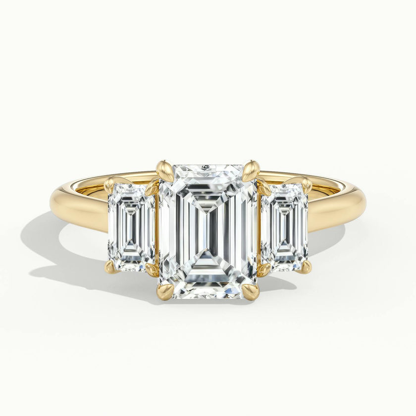 Venetia Emerald Three Stone Diamond Engagement Ring