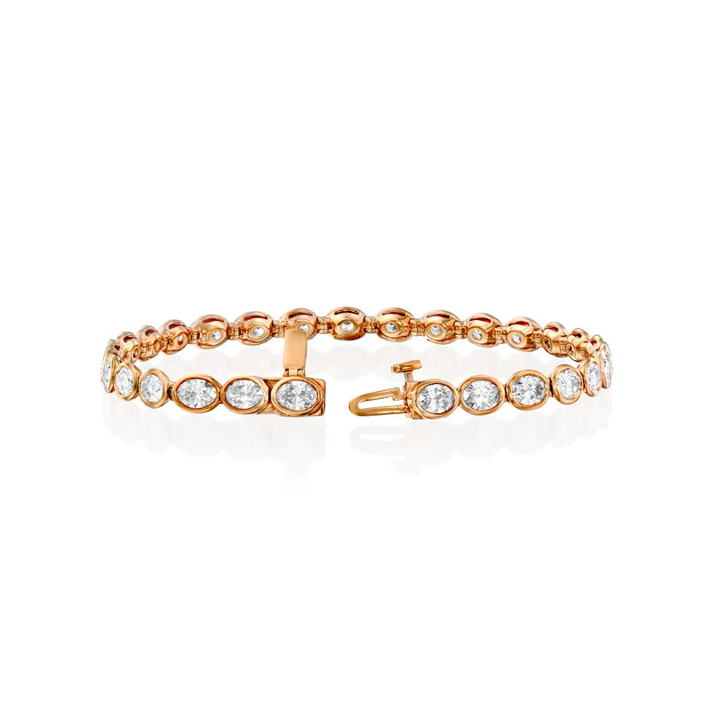 Oval Cut Diamond Bezel-Set Tennis Bracelet