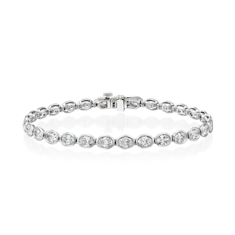 Oval Cut Diamond Bezel-Set Tennis Bracelet