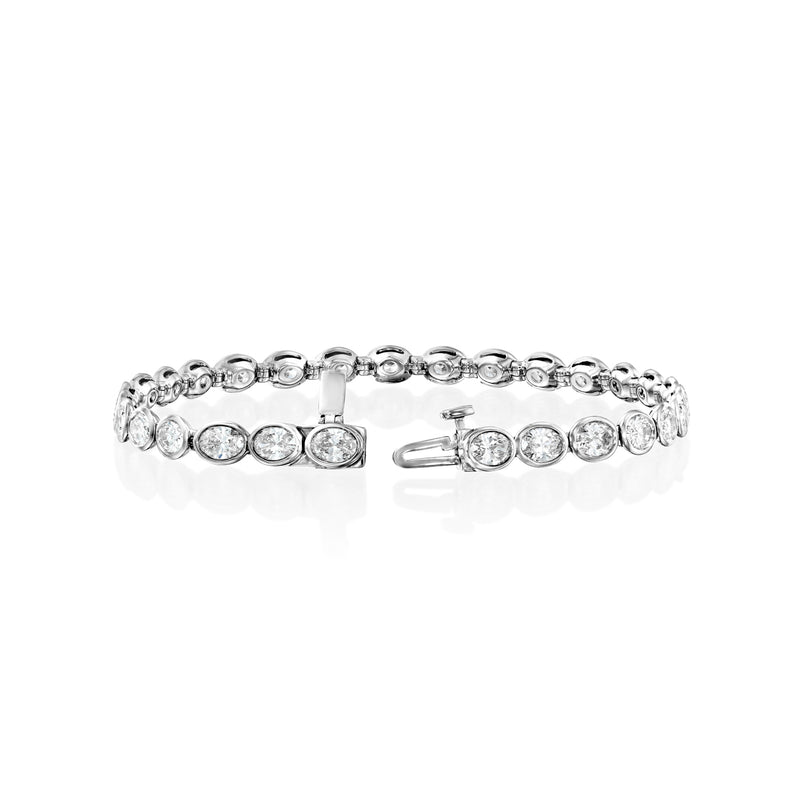 Oval Cut Diamond Bezel-Set Tennis Bracelet
