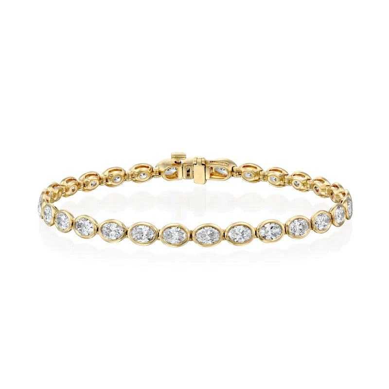 Oval Cut Diamond Bezel-Set Tennis Bracelet